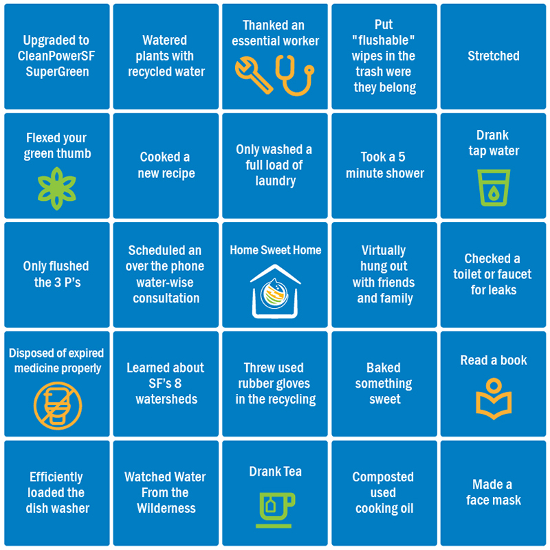 stay at home bingo card with text