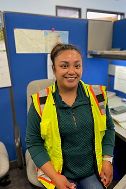 Leilani Elaydo, Wastewater Control Inspector with Collection Systems Division (CSD).