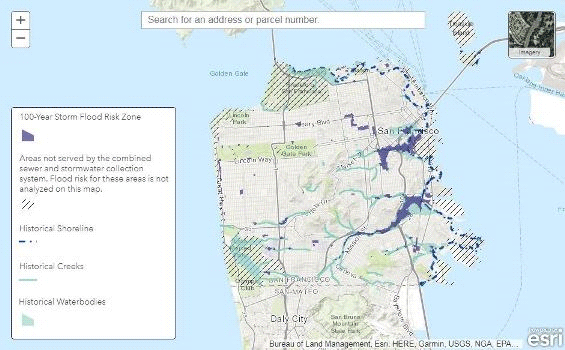 enlace al Mapa de riesgo de inundaciones por tormentas de 100 años