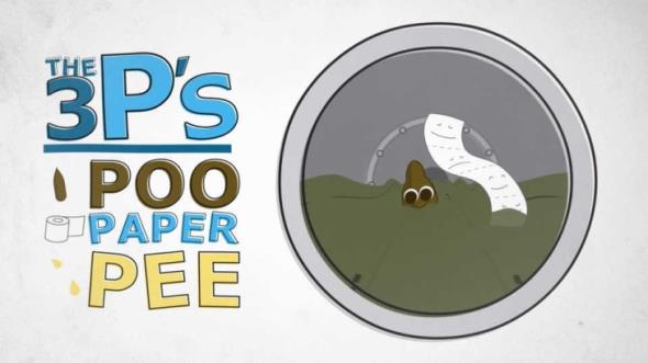 cartoon graphic of pee, poo and paper