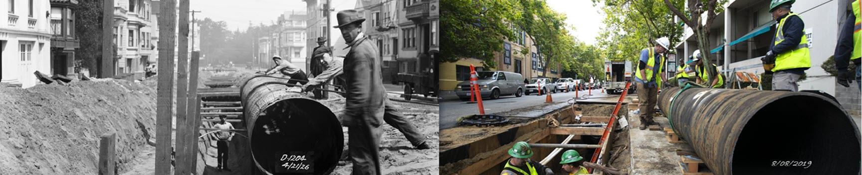 Replacing water mains in 1926 and 2019