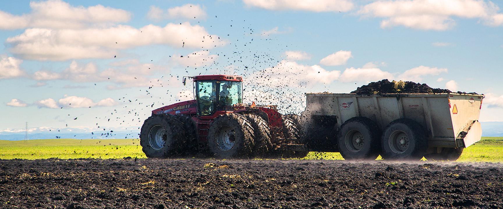 Biosolids being applied to a field 