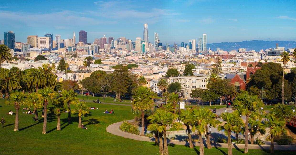 View of San Francisco from Dolores Park.