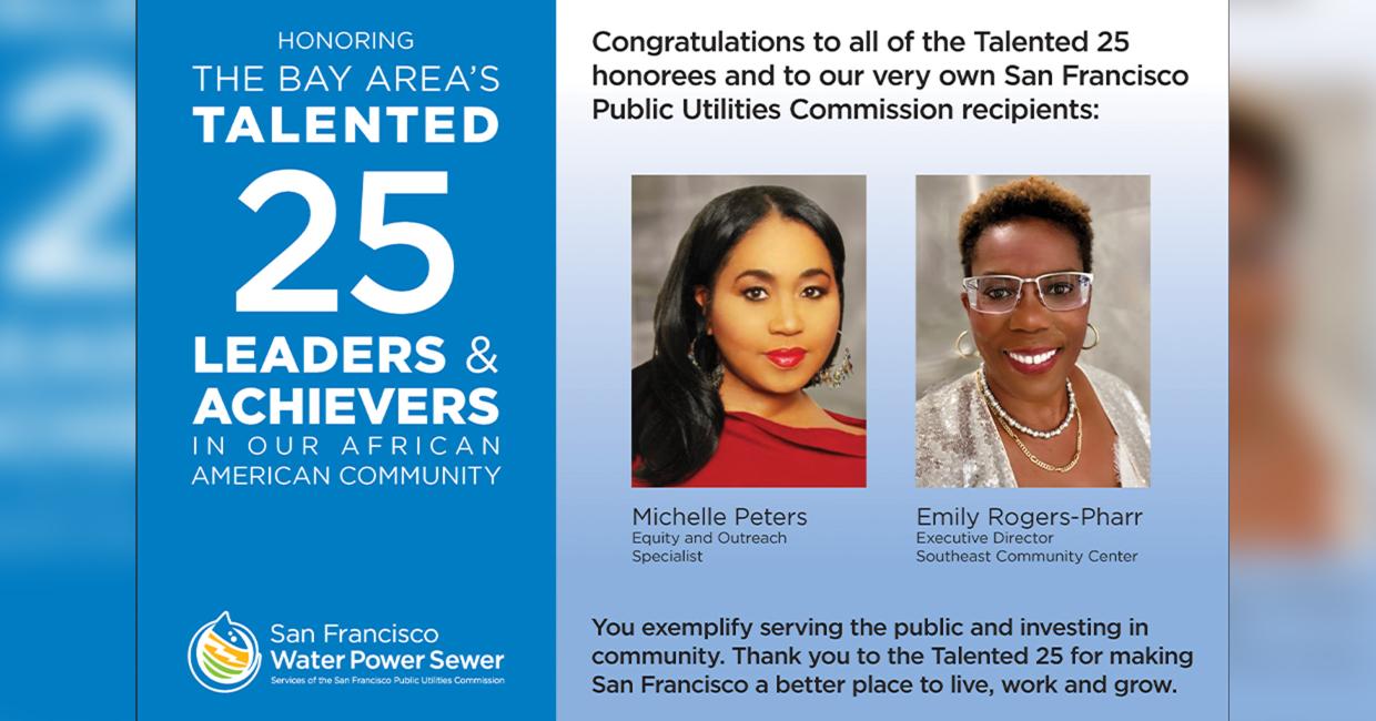 Two SFPUC Employees Honored in Sun-Reporter Talented 25