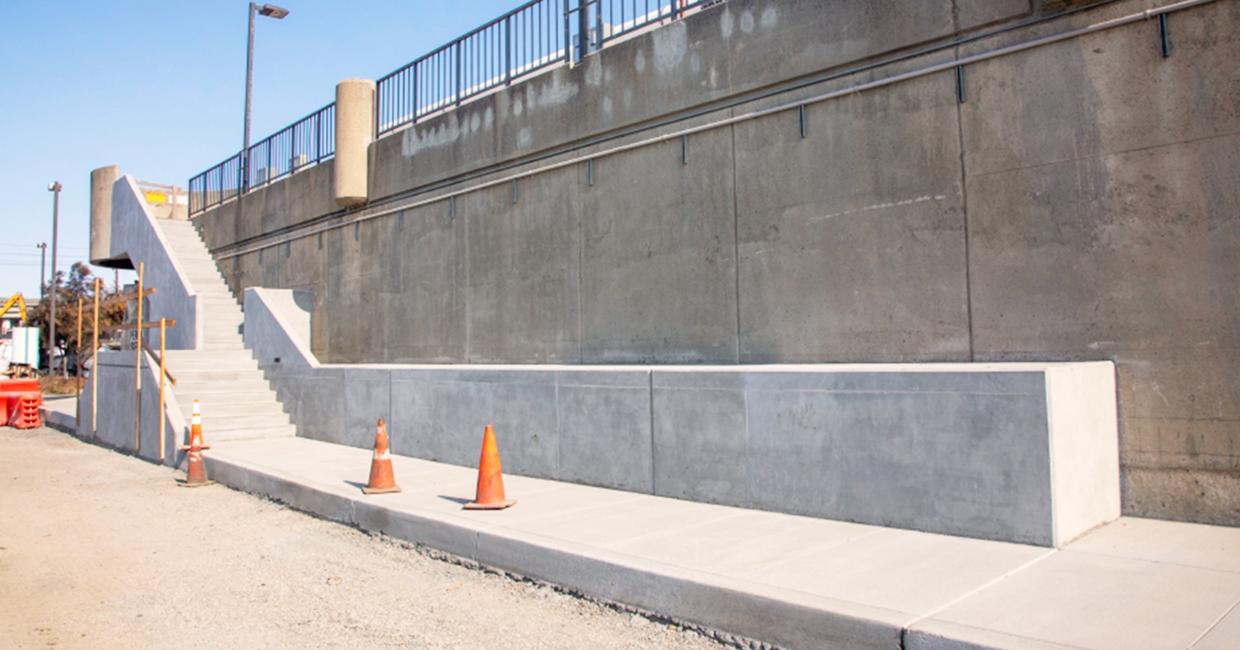 The stairway was repaved and guardrails were added on the Primary Sedimentation Building.